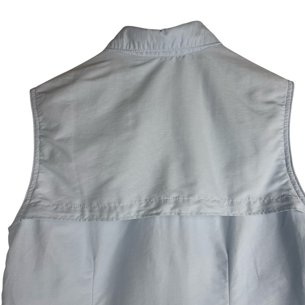 LL Bean Women's M Vented Button Up Light Blue Hiking Fishing Tank Shirt Nylon - Picture 4 of 10